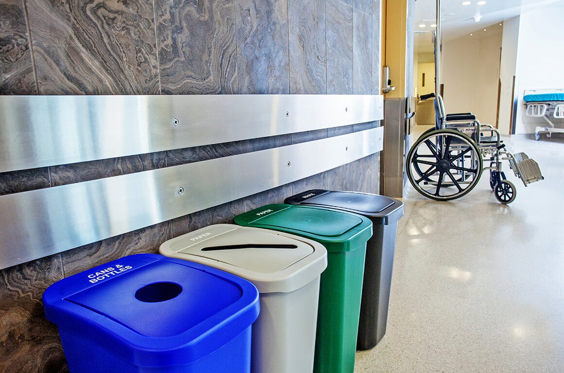 Recycling and waste bins in hospital recycling resources