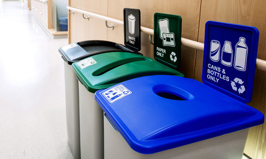 recycling bins Busch Systems signage
