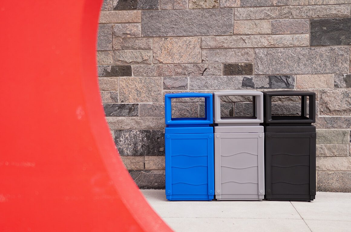 Recycling and Waste Bins Outside Retail Store