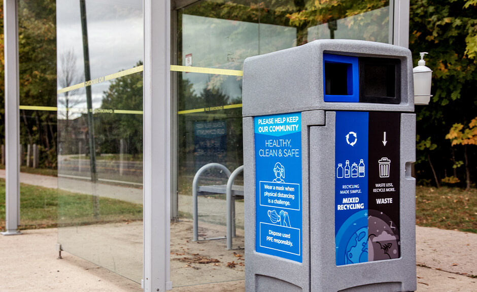 outdoor public space park recycling waste bin