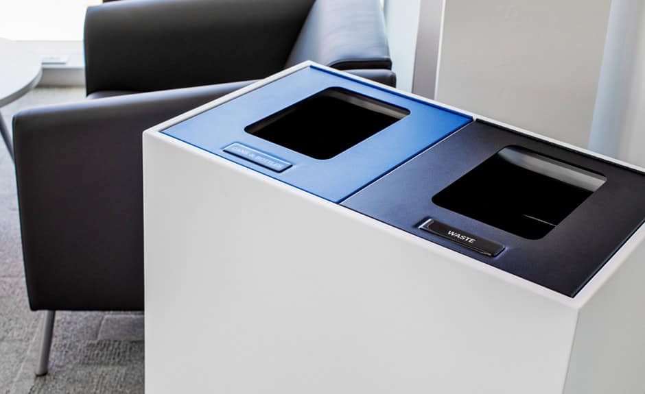 Mezzo Series waste and recycling container in an office space